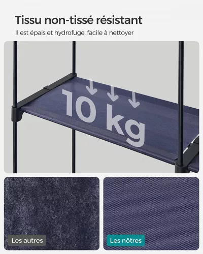 SONGMICS Hálószobai Ruhatár, Ruhatár 2 Ruhasínnel, Ruhaszárító, Szövet Borítással,
