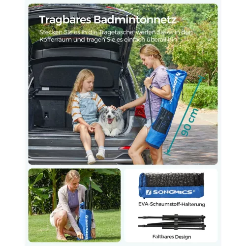 Tollaslabda és teniszháló, 4 m, állítható magasság, hordozható