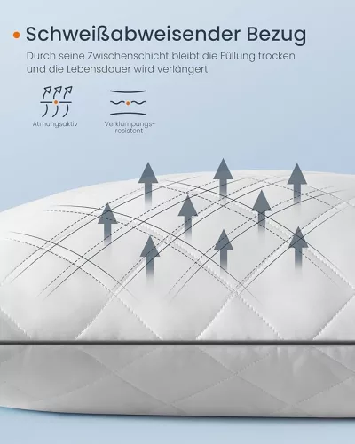 Párna szett, 2 db, 80 x 40 cm, hűsítő puha borítással, 650 g töltettel, fehér