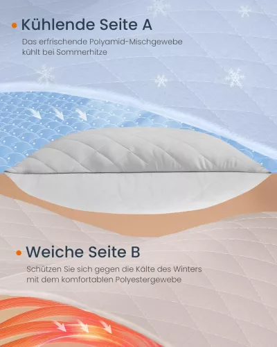 Párna szett, 2 db, 80 x 80 cm, hűsítő puha borítással, 1200 g töltettel, szürke