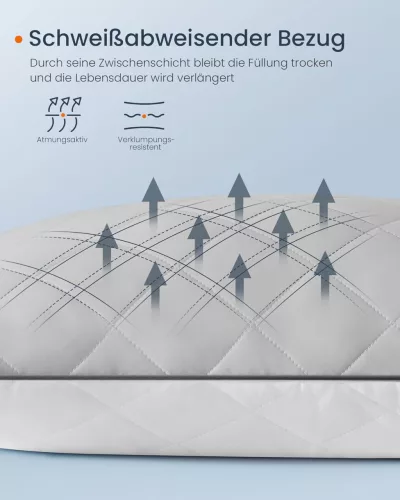 Párna szett, 2 db, 80 x 80 cm, hűsítő puha borítással, 1200 g töltettel, szürke