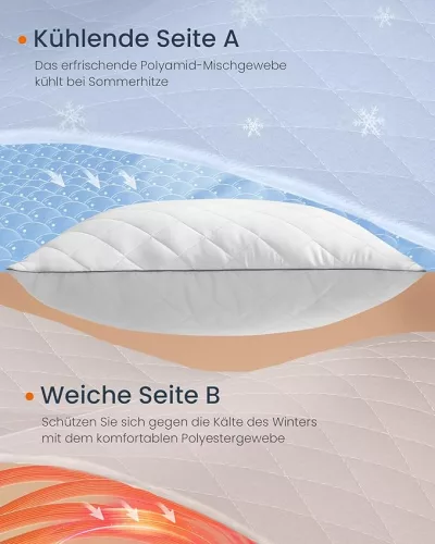 Párna szett, 2 db, 80 x 80 cm, hűsítő puha borítással, 1200 g töltettel, fehér