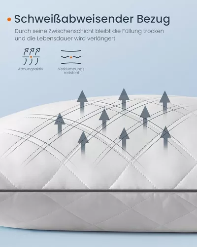 Párna szett, 2 db, 80 x 80 cm, hűsítő puha borítással, 1200 g töltettel, fehér